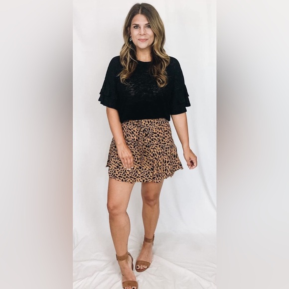 EMERSON CHARLES Boutique & merci Leopard Print Allie Skort in Tan Size S NWT - Picture 1 of 12